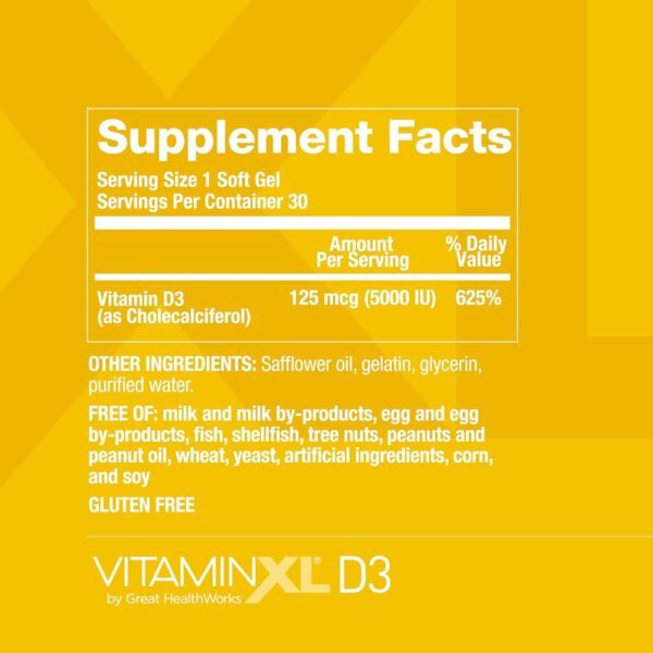 OmegaXL VitaminXL D3 High Potency Daily Vitamin D 5000 IU 125mcg